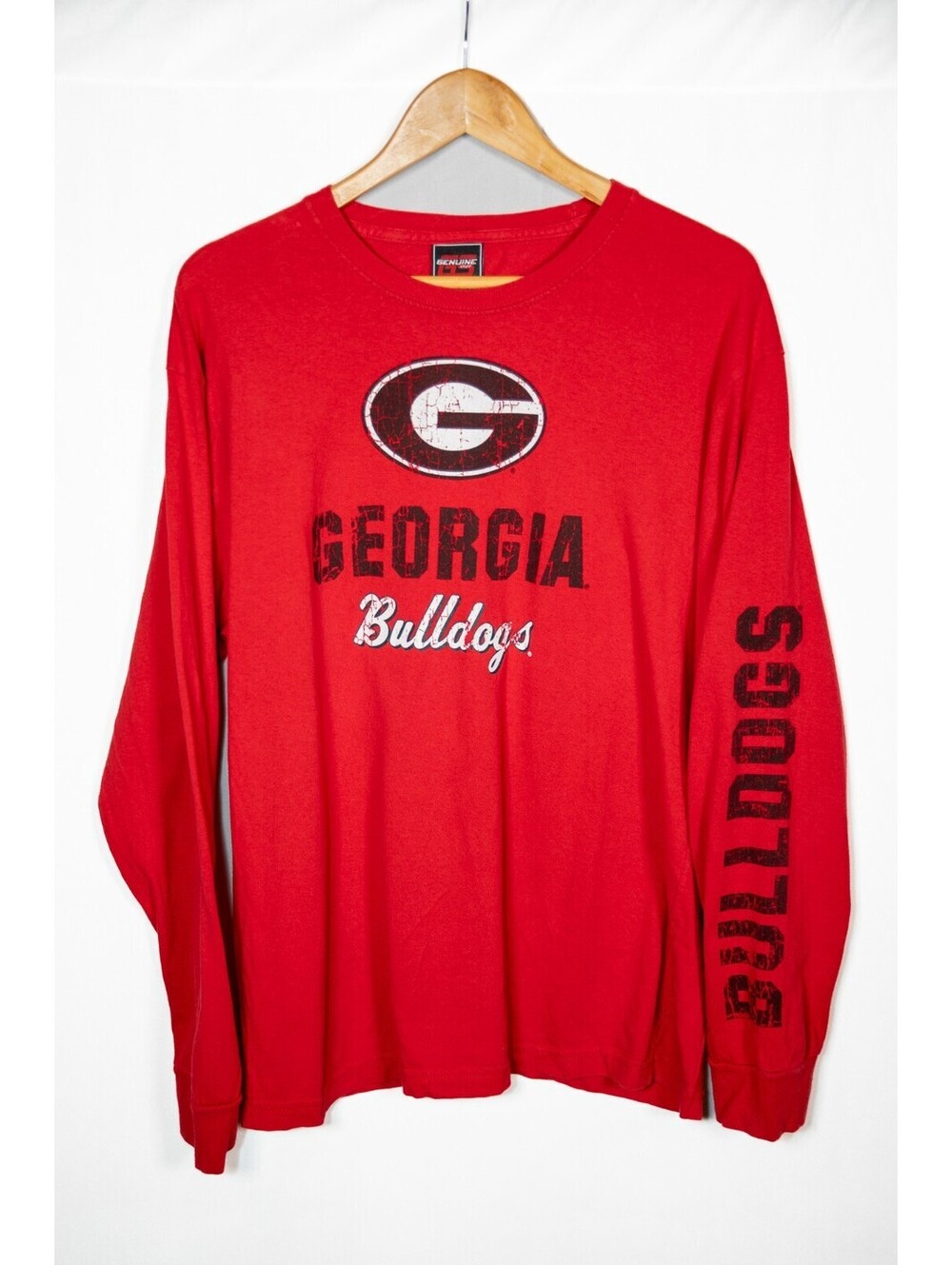 Georgia Bulldogs Team Stack Long Sleeve T-Shirt Champion Red Y2K Vintage Men's L